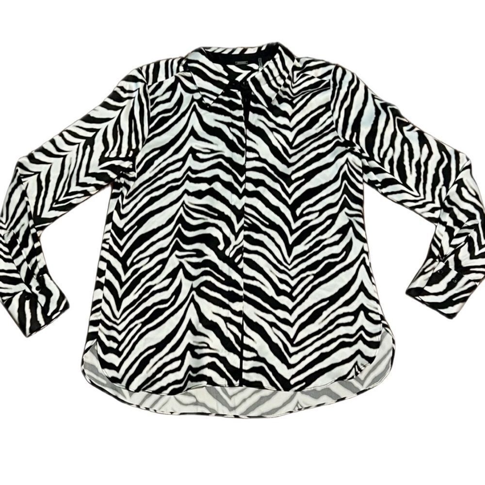 Elie Tahari NWT 100% silk zebra print blouse   Size small MSRP $398